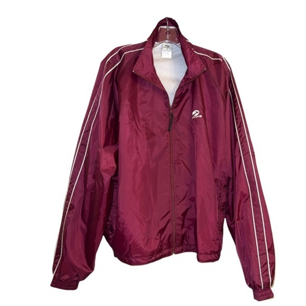 Brooks Vintage Zip Up Coach Warm Up Windbreaker Jacket Arm Stipes High Neck xxL